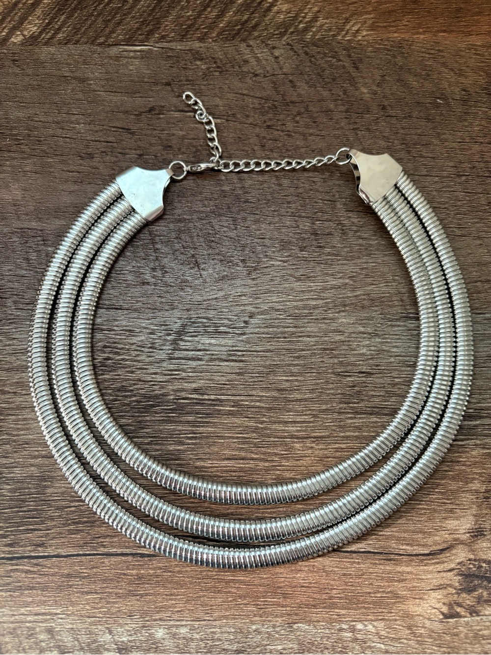 Pebby Forevee Silver Triple-Row Collar Necklace